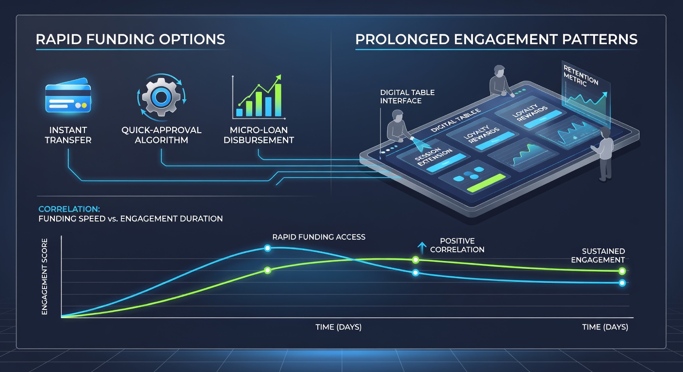 Data visualization charts displaying engagement patterns linked to funding speed on digital tables
