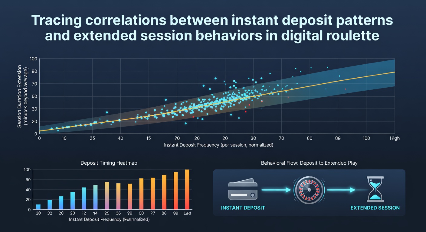 Analytics dashboard displaying correlation graphs between deposit timing and roulette session durations